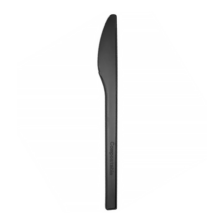 Compostable CPLA Knife Black 17cm (25 Units)