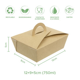 American Box with handles "Doggy Bag" Kraft 12x9x5cm (350 Units)