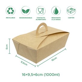 American Box with handles "Doggy Bag" Kraft 16,0x9,5x6,0cm (25 Units)