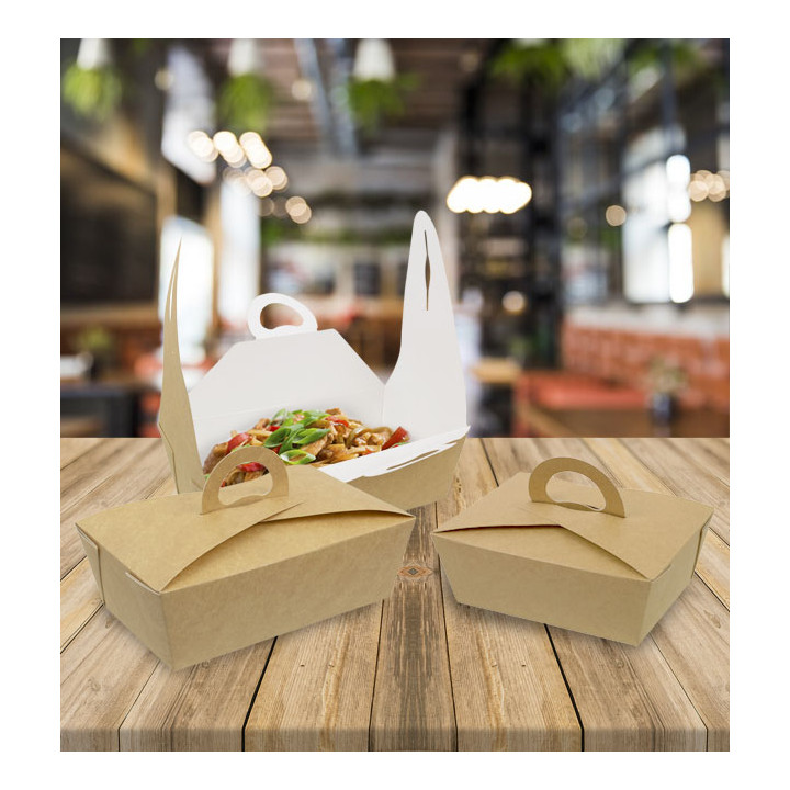 American Box with handles "Doggy Bag" Kraft 16x9,5x6cm (200 Units)