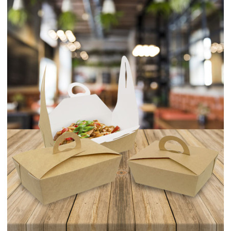 Kraft Doggy Bag Box with handle 750 ml for take away and prepared food