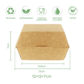 Paper Burger Box Kraft 12x12x7cm (25 Units)