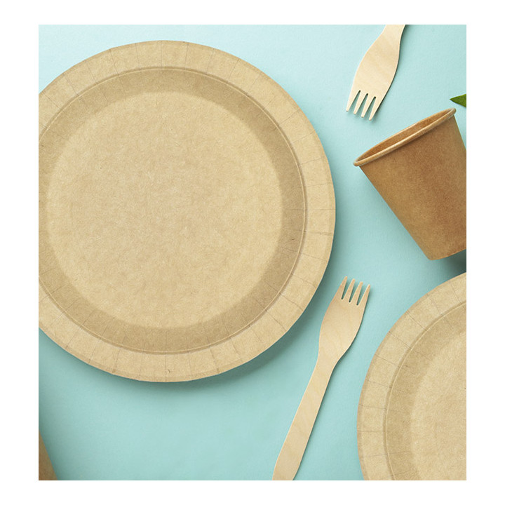 Paper Plate Round Greaseproof Shape Kraft Ø18cm 245g/m² (350 Units) 