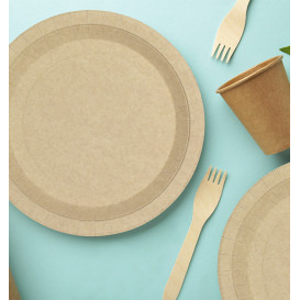 Paper Plate Round Greaseproof Shape Kraft Ø22cm 245g/m² (350 Units) 