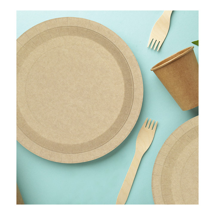 Paper Plate Round Greaseproof Shape Kraft Ø22cm 245g/m² (50 Units) 