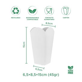Paper Popcorn Box Small Size White 45gr 6,5x8,5x15,0cm (25 Units)