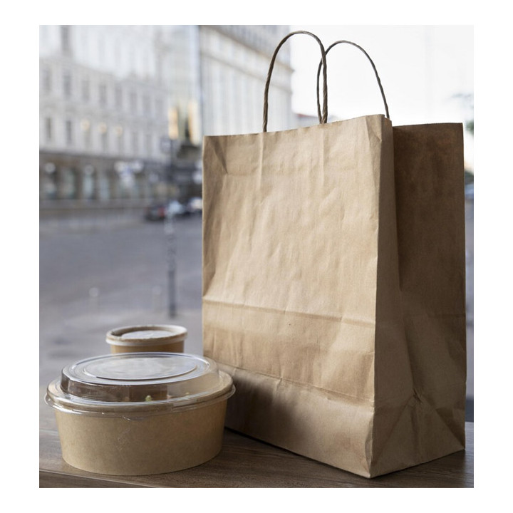 Paper Bag with Handles Kraft Brown 100g/m² 35+18x34cm (25 Units)