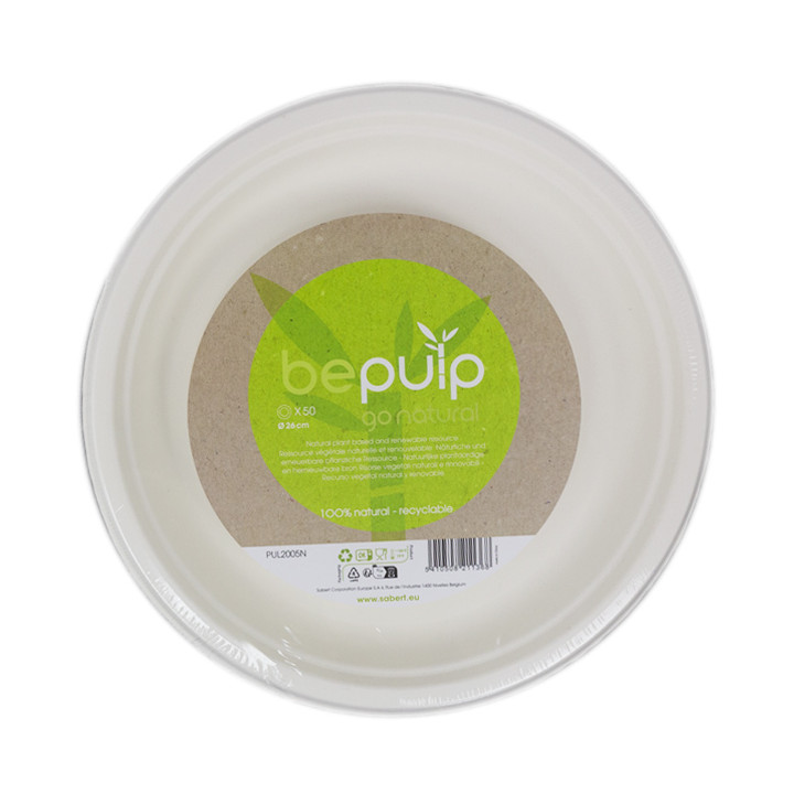 Sugarcane Plate White Ø26cm (50 Units) 