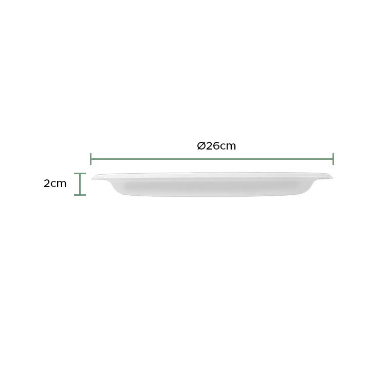 Sugarcane Plate White Ø26cm (50 Units) 