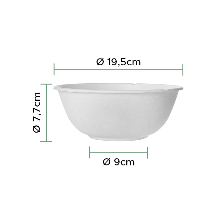 Sugarcane Bowl Bagasse White 1360ml (50 Units) 