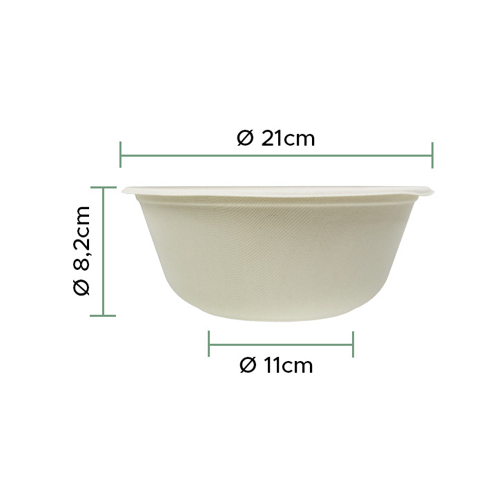 Sugarcane Bowl 1400ml Ø21x8cm (75 Units)  