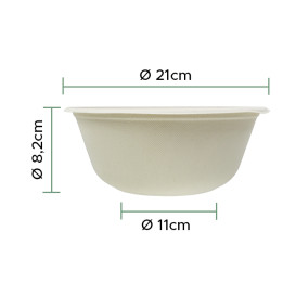 Sugarcane Bowl 1400ml Ø21x8cm (300 Units)