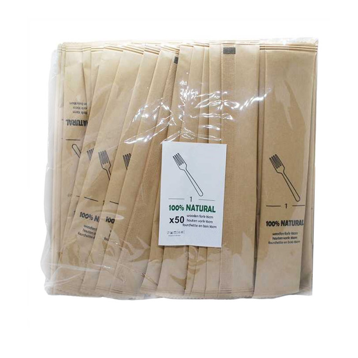 Wrapped Wooden Fork 16cm (50 Units)