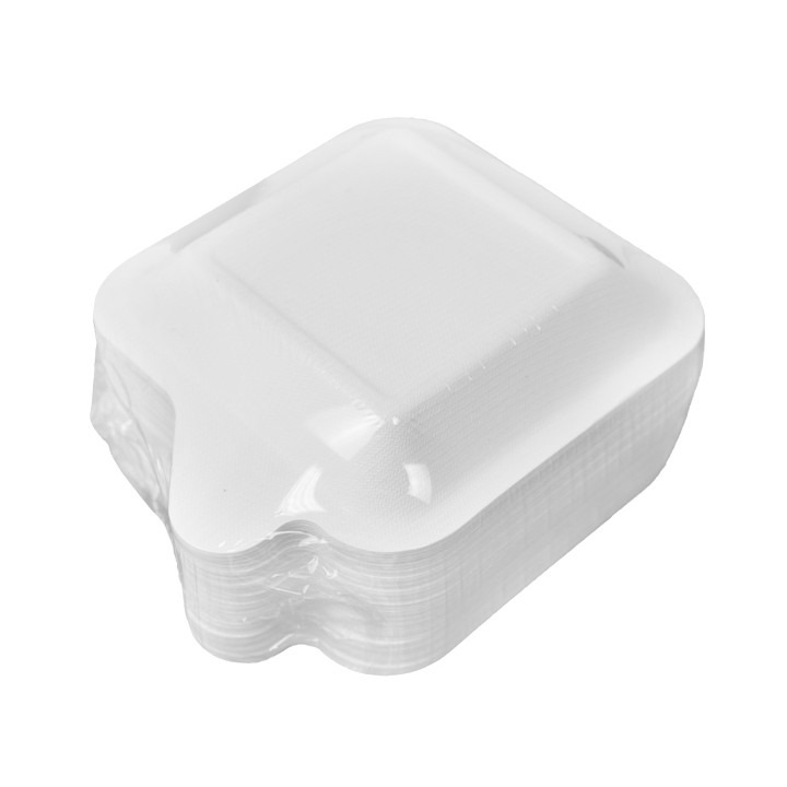 Sugarcane Plate with Handle White 11x11 cm (2.000 Units)