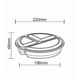 Plastic Food Container in PP Black with 3C with Lid 920ml Ø22cm (300 Units)
