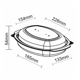 Oval Food Container in PP Black with Lid 600ml 15,4x22,6cm (300 Units)