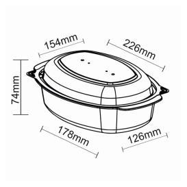 Oval Food Container in PP Black with Lid 950ml 15,4x22,6cm (300 Units)
