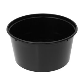 Plastic Food Container in PP Black  with Lid 470ml (500 Units)