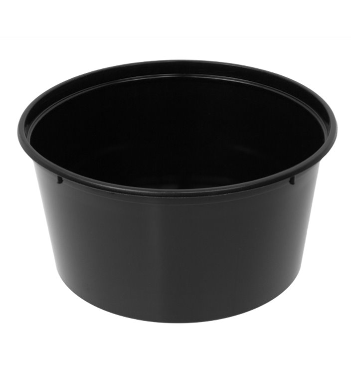Plastic Food Container in PP Black  with Lid 470ml (50 Units)