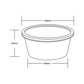 Plastic Food Container in PP Black  with Lid 470ml (50 Units)