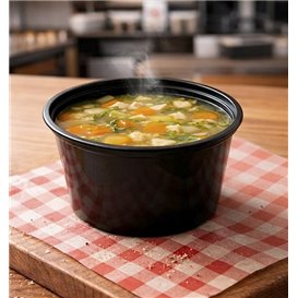 Plastic Food Container in PP Black  with Lid 470ml (500 Units)