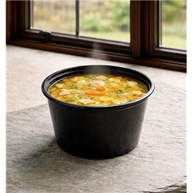 Plastic Food Container in PP Black  with Lid 470ml (500 Units)