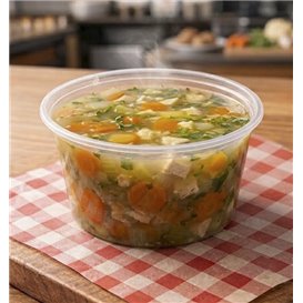Plastic Food Container in PP Transparent  with Lid 470ml (50 Units)