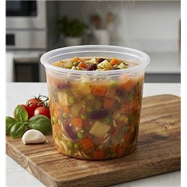 Plastic Food Container in PP Transparent  with Lid 740ml (50 Units)