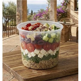 Plastic Food Container in PP Transparent  with Lid 740ml (500 Units)