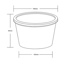 Plastic Food Container in PP Transparent  with Lid 1.000ml (25 Units)