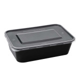 Rectangular Container in PP Black with Lid 500ml 17,3x11,9cm (50 Units)