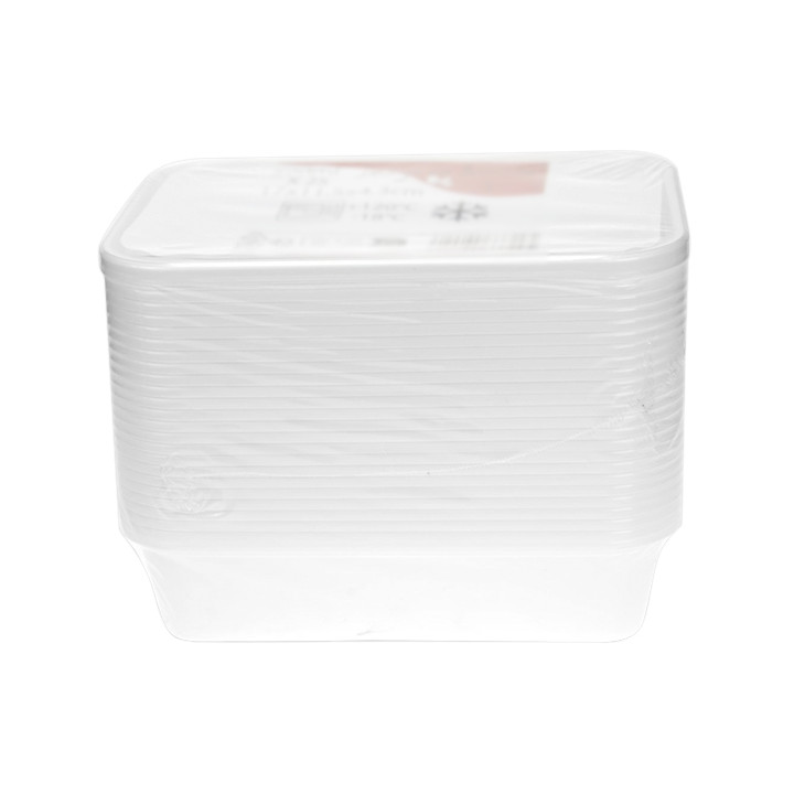 Rectangular Container in PP White with Lid 500ml 17,3x11,9cm (50 Units)