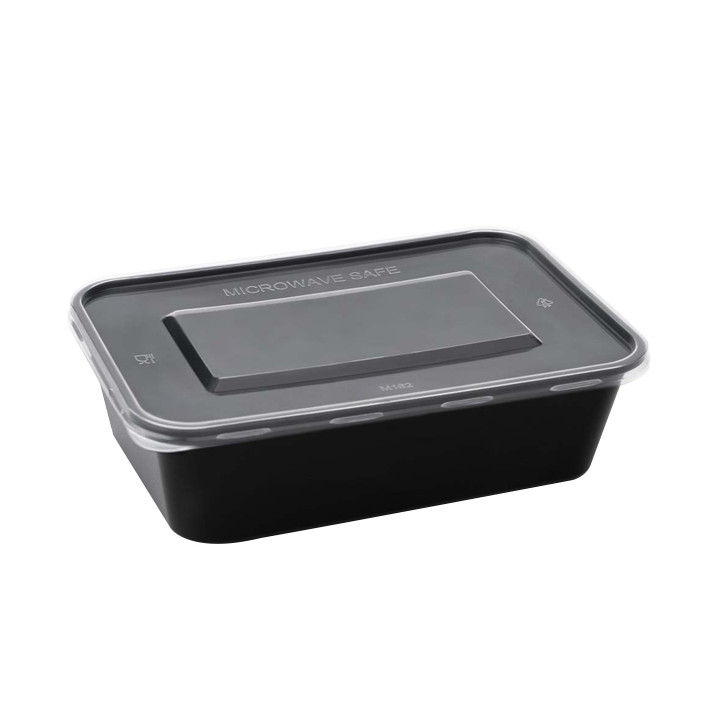 Rectangular Container in PP Black with Lid 750ml 17,3x11,9cm (50 Units)