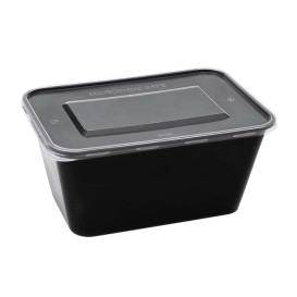 Rectangular Container in PP Black with Lid 1.000ml 17,3x11,9cm (50 Units)