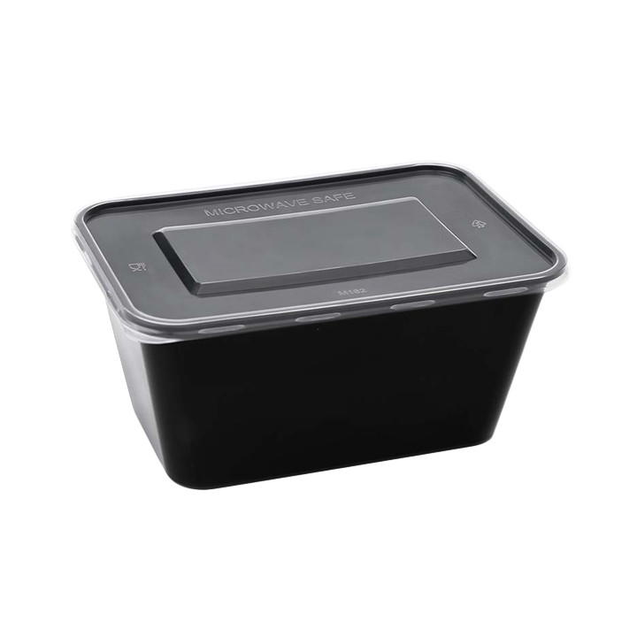 Rectangular Container in PP Black with Lid 1.000ml 17,3x11,9cm (500 Units)