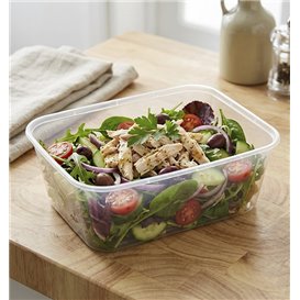 Rectangular Container in PP Transparent with Lid 1.500ml 20,4x15,3cm (50 Units)