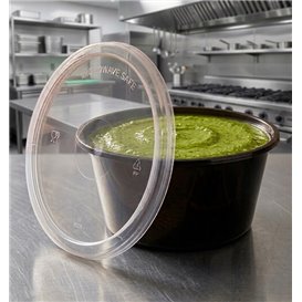 Sauce Cup in PP Black avec Lid 2Oz/60ml (100 Units)