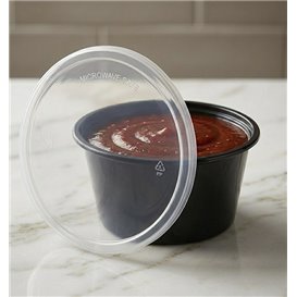 Sauce Cup in PP Black avec Lid 4Oz/120ml (100 Units)