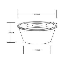 Reusable Transparent PP Plastic Sauce Container with Hinged Lid 2Oz/60ml (50 Units)