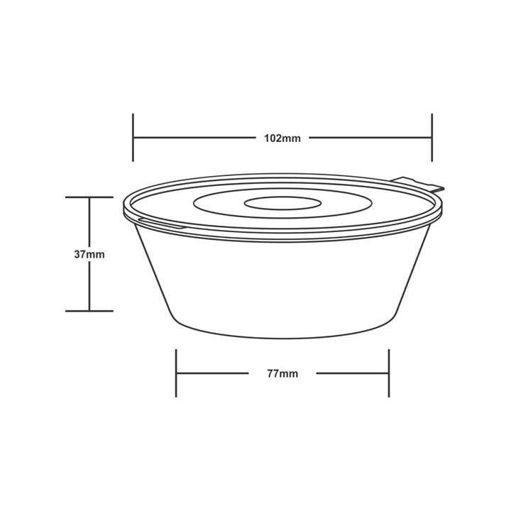 Hinge Sauce Cup in PP with Lid 6Oz/180ml (100 Units)