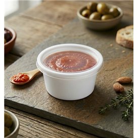 Sauce Cup in PP White avec Lid 2Oz/60ml (100 Units)