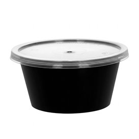 Sauce Cup in PP Black avec Lid 2Oz/60ml (100 Units)
