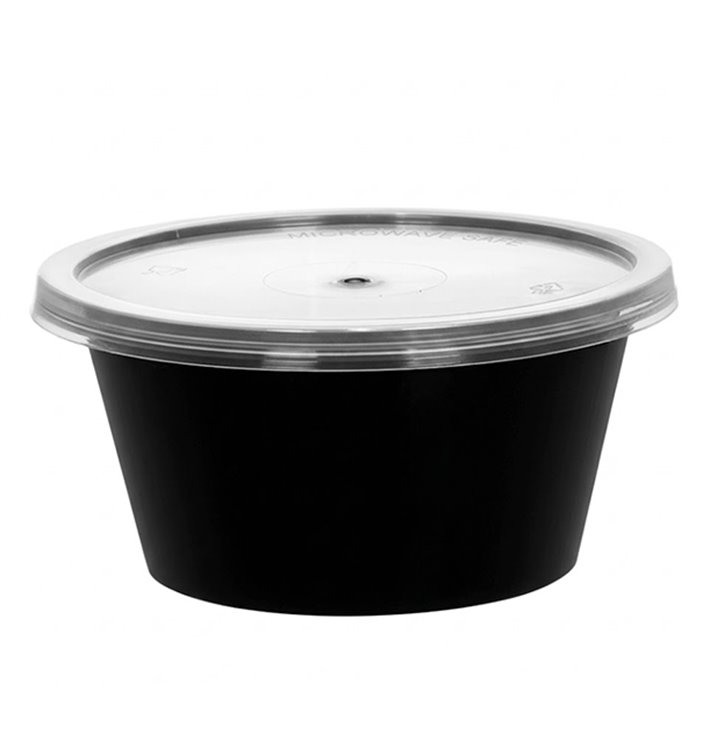 Sauce Cup in PP Black avec Lid 2Oz/60ml (100 Units)