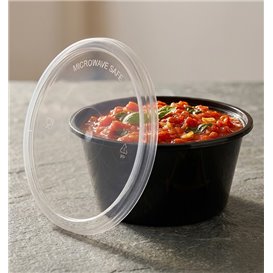 Sauce Cup in PP Black avec Lid 2Oz/60ml (100 Units)