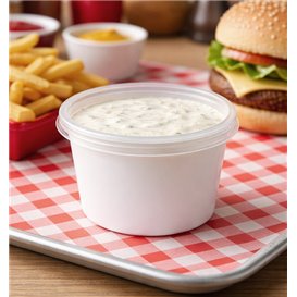 Sauce Cup in PP White avec Lid 4Oz/120ml (100 Units)