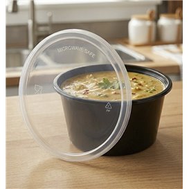 Sauce Cup in PP Black avec Lid 4Oz/120ml (100 Units)