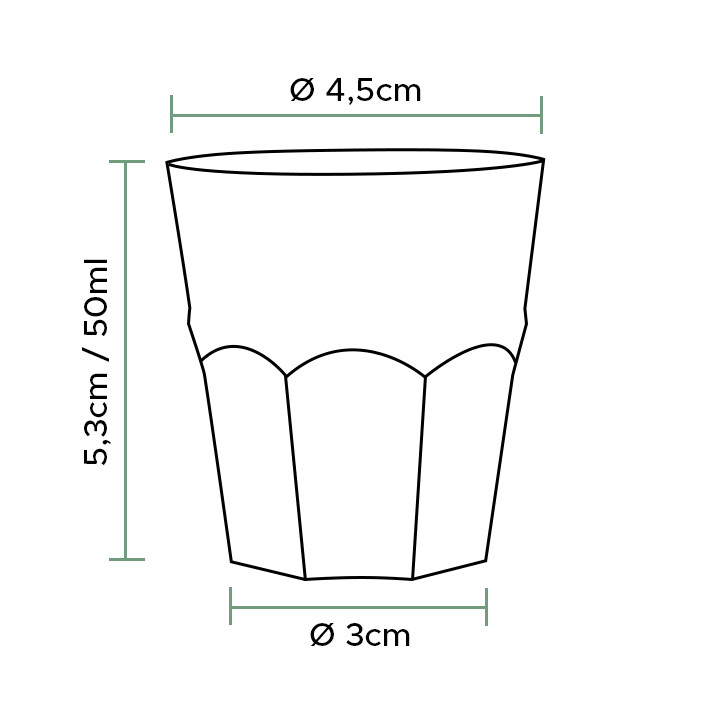 Reusable Unbreakable Cup PP Shot Clear Ø4,5cm 50ml (1000 Units)