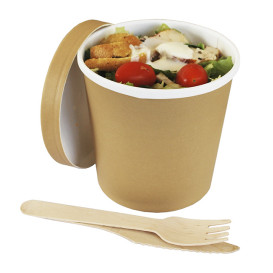 Kraft Carton Pot with White Border 750ml Ø11,7cm (25 Units)