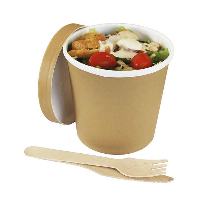 Kraft Carton Pot with White Border 750ml Ø11,7cm (25 Units)