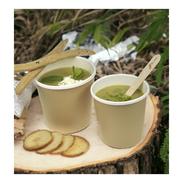 Kraft Carton Pot with White Border 450ml Ø9,8cm (500 Units)